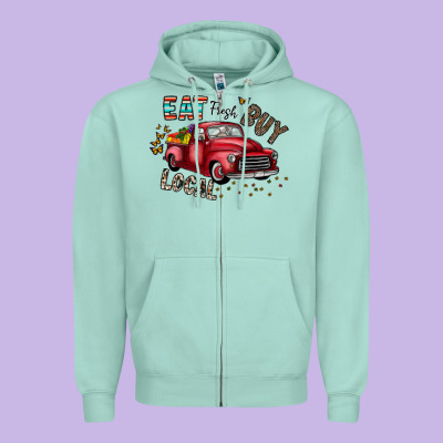 Eat Fresh Buy Local Zipper Hoodie Designed By Cowhidedigitalart