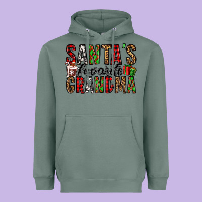 Santa's Favorite Grandma Heavyweight Hoodie Designed By Jasminsmagicworld