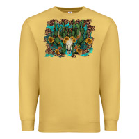 Antique Gold leopard bull skull cactus sunflowers Premium Sweatshirt - AdoDesignShop