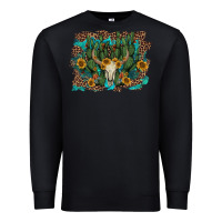 Black leopard bull skull cactus sunflowers Premium Sweatshirt - AdoDesignShop