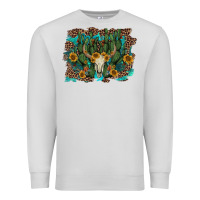 Dove Grey leopard bull skull cactus sunflowers Premium Sweatshirt - AdoDesignShop