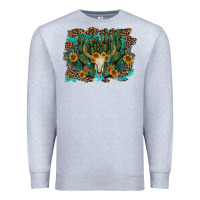 Heather Grey leopard bull skull cactus sunflowers Premium Sweatshirt - AdoDesignShop