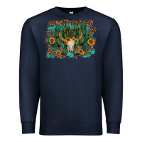 Navy leopard bull skull cactus sunflowers Premium Sweatshirt - AdoDesignShop