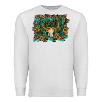Oatmeal Heather leopard bull skull cactus sunflowers Premium Sweatshirt - AdoDesignShop