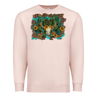 Pale Pink leopard bull skull cactus sunflowers Premium Sweatshirt - AdoDesignShop