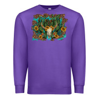 Purple leopard bull skull cactus sunflowers Premium Sweatshirt - AdoDesignShop