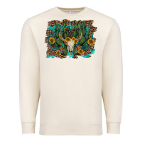 Sandshell leopard bull skull cactus sunflowers Premium Sweatshirt - AdoDesignShop