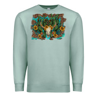 Seafoam leopard bull skull cactus sunflowers Premium Sweatshirt - AdoDesignShop