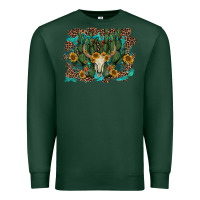 Sports Green leopard bull skull cactus sunflowers Premium Sweatshirt - AdoDesignShop