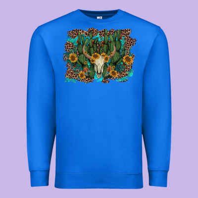 Leopard Bull Skull Cactus Sunflowers Premium Sweatshirt Designed By Adodesignshop