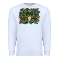 White leopard bull skull cactus sunflowers Premium Sweatshirt - AdoDesignShop