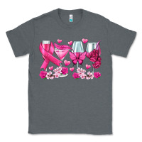 Charcoal Heather breast cancer wine glasses Classic Tee - texasbilliewilder