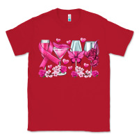 Red breast cancer wine glasses Classic Tee - texasbilliewilder