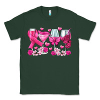 Sports Green breast cancer wine glasses Classic Tee - texasbilliewilder