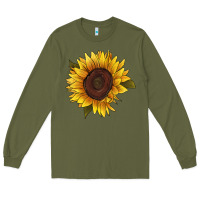 Army Green sunflower Long Sleeve Tee - RanaPortraitStore