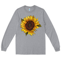 Heather Grey sunflower Long Sleeve Tee - RanaPortraitStore