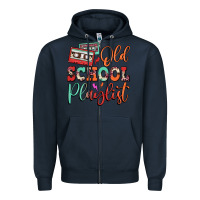 Navy old school playlist cassette Zipper Hoodie - FaDigitalArtStudio