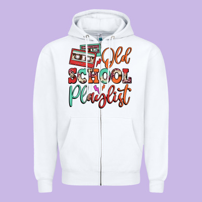 Old School Playlist Cassette Zipper Hoodie Designed By Fadigitalartstudio