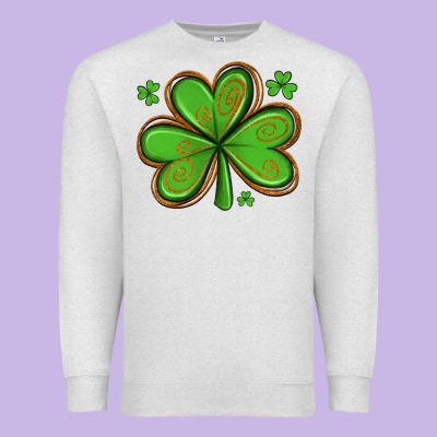 St Patricks Day Shamrock With Glitter Premium Sweatshirt Designed By Artiststas