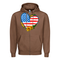 Chestnut usa flag heart with sunflower Zipper Hoodie - HRA Design Shop