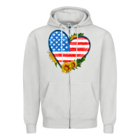 Dove Grey usa flag heart with sunflower Zipper Hoodie - HRA Design Shop