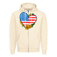 Sandshell usa flag heart with sunflower Zipper Hoodie - HRA Design Shop