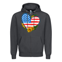 Smoke usa flag heart with sunflower Zipper Hoodie - HRA Design Shop