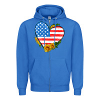 True Royal usa flag heart with sunflower Zipper Hoodie - HRA Design Shop