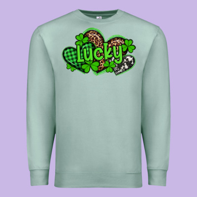 St Patricks Day Lucky Western Hearts Premium Sweatshirt Designed By Artiststas