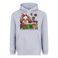 Heather Grey merry pawmas christmas shih tzu Heavyweight Hoodie - Jasminsmagicworld