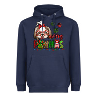 Navy merry pawmas christmas shih tzu Heavyweight Hoodie - Jasminsmagicworld