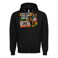 Black rodeo sunflower cactus cassette Zipper Hoodie - FaDigitalArtStudio
