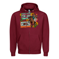 Burgundy rodeo sunflower cactus cassette Zipper Hoodie - FaDigitalArtStudio