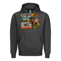 Charcoal Heather rodeo sunflower cactus cassette Zipper Hoodie - FaDigitalArtStudio