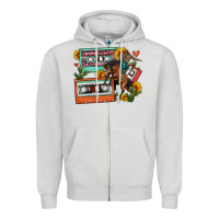 Dove Grey rodeo sunflower cactus cassette Zipper Hoodie - FaDigitalArtStudio