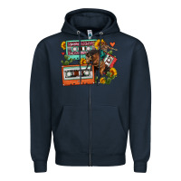 Navy rodeo sunflower cactus cassette Zipper Hoodie - FaDigitalArtStudio