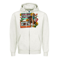 Oatmeal Heather rodeo sunflower cactus cassette Zipper Hoodie - FaDigitalArtStudio