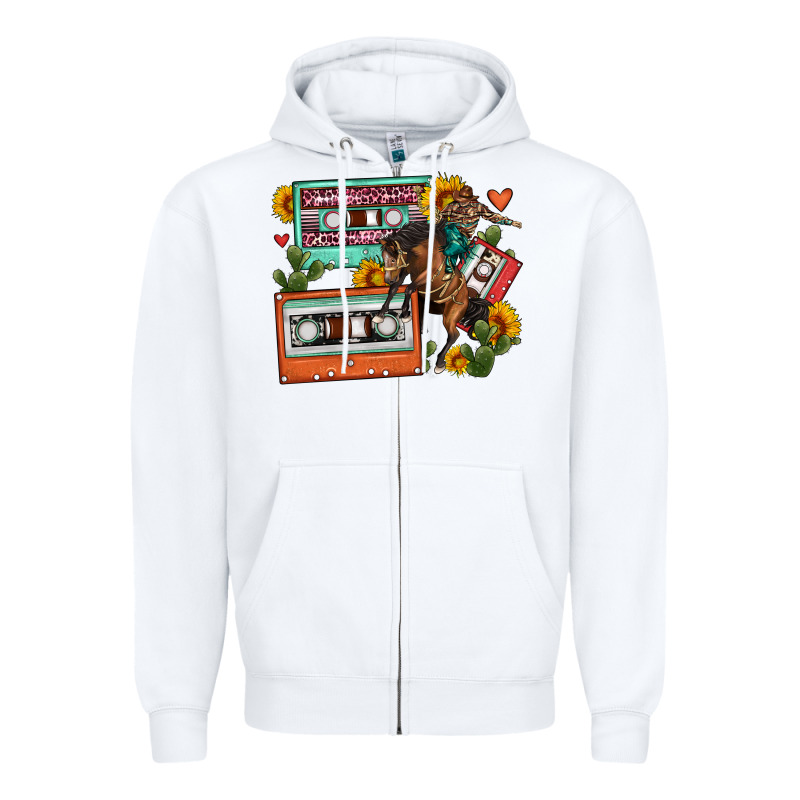 Rodeo Sunflower Cactus Cassette Zipper Hoodie by FaDigitalArtStudio | Teevron