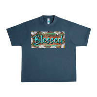 Midnight Navy Blessed With Daisy And Leopard Urban Heavy Tee - RanaPortraitStore