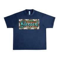 Navy Blessed With Daisy And Leopard Urban Heavy Tee - RanaPortraitStore