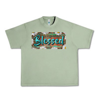 Oil Green Blessed With Daisy And Leopard Urban Heavy Tee - RanaPortraitStore