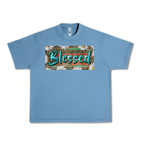 Pebble Blue Blessed With Daisy And Leopard Urban Heavy Tee - RanaPortraitStore