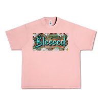 Salmon Blessed With Daisy And Leopard Urban Heavy Tee - RanaPortraitStore