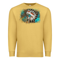Antique Gold indian headress sunflower leopard Premium Sweatshirt - AdoDesignShop