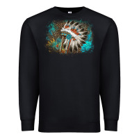 Black indian headress sunflower leopard Premium Sweatshirt - AdoDesignShop
