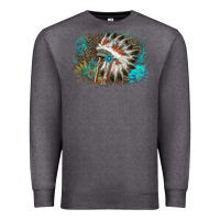 Charcoal Heather indian headress sunflower leopard Premium Sweatshirt - AdoDesignShop