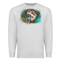 Dove Grey indian headress sunflower leopard Premium Sweatshirt - AdoDesignShop