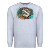 Heather Grey indian headress sunflower leopard Premium Sweatshirt - AdoDesignShop