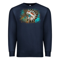 Navy indian headress sunflower leopard Premium Sweatshirt - AdoDesignShop