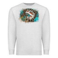 Oatmeal Heather indian headress sunflower leopard Premium Sweatshirt - AdoDesignShop